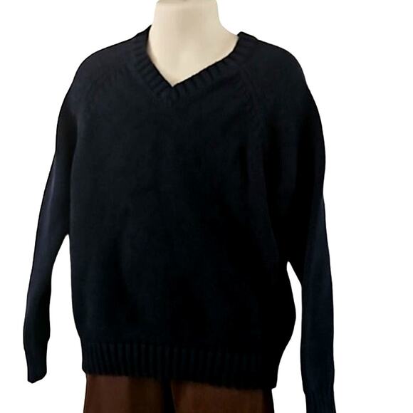 Land’s End Boys Dark Blue Cable Knit Pullover Sweater Size 5/6 Crewneck - Picture 1 of 4